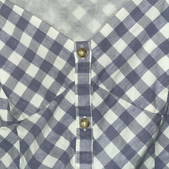 Anthropologie Saylor hadleigh gingham button blue plaid sweetheart mini dress - Picture 4 of 12